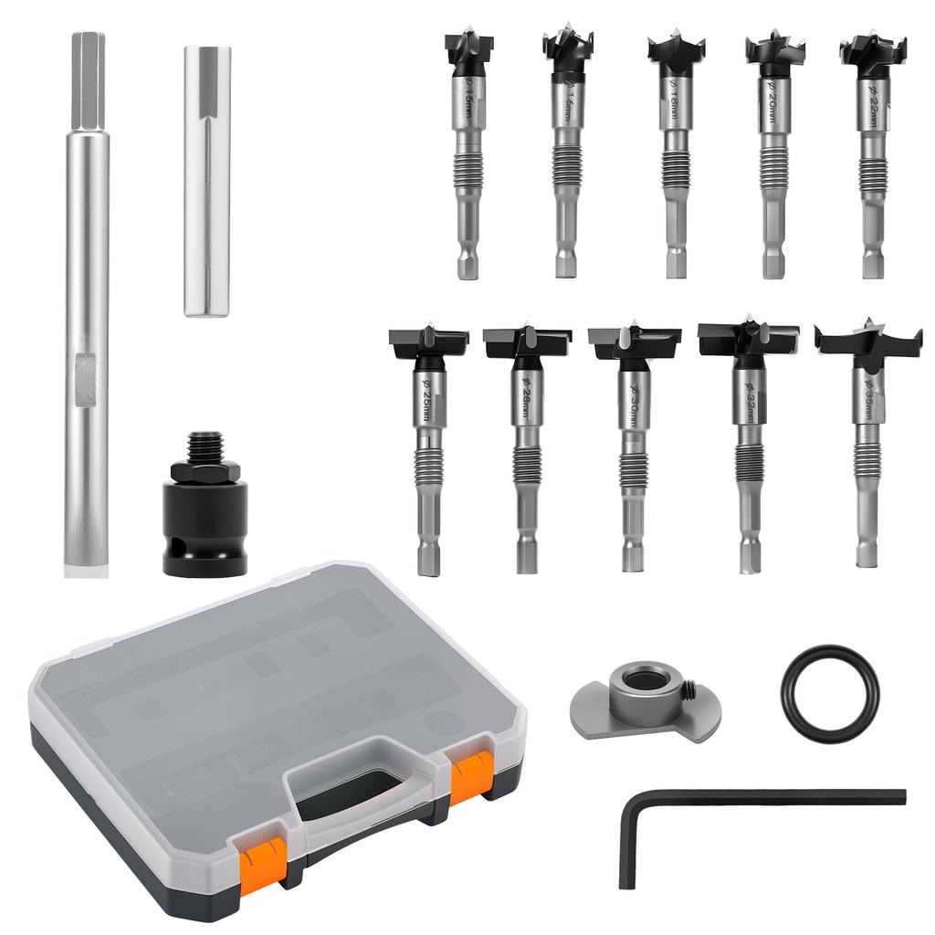 1 to 15Pcs Drill Bit Hinge Boring Bit Hole Saw Cutter Hex 1/4in Shank Woodworking Tool Woodworking Drill Bit Hole Cutting Tool