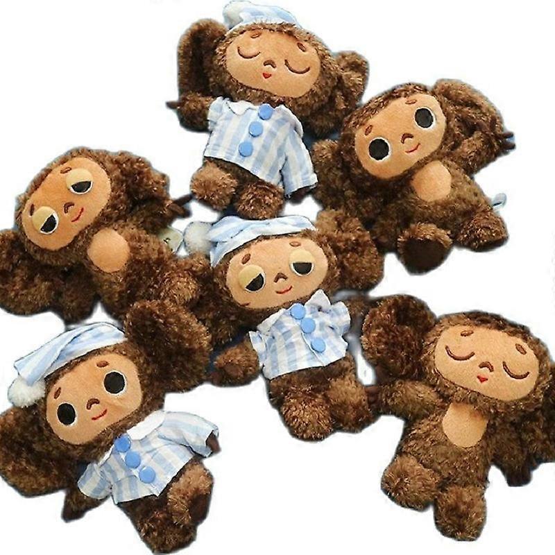 High Quality Cheburashka Plush Toy Big Eyes Monkey with Clothes Doll Russia Anime Baby Kid Sleep Appease Doll Toys for Children