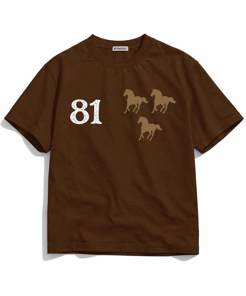 NP STUDIO 81 Logo Oversized Short Sleeve T-Shirt [ Brown ]