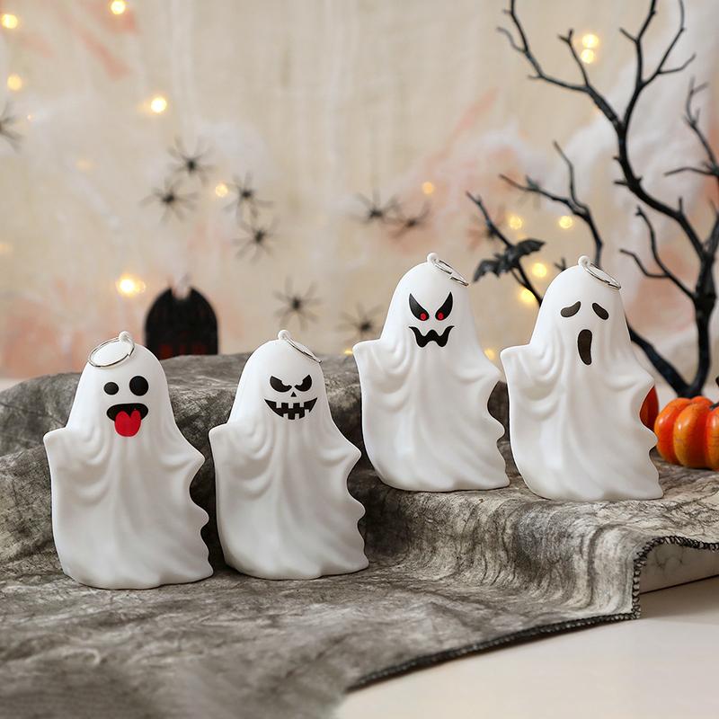 Ghost Halloween Decor - White Ghost Led Night Light Spooky Figurine Statue Festival Lamp Table Topper Hanging Decorations