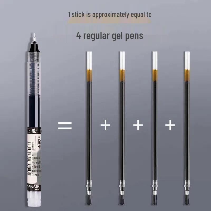 Quick-dry Large-capacity Black Ballpoint Pen for Students and Signing, with a Fine Needle Tip.