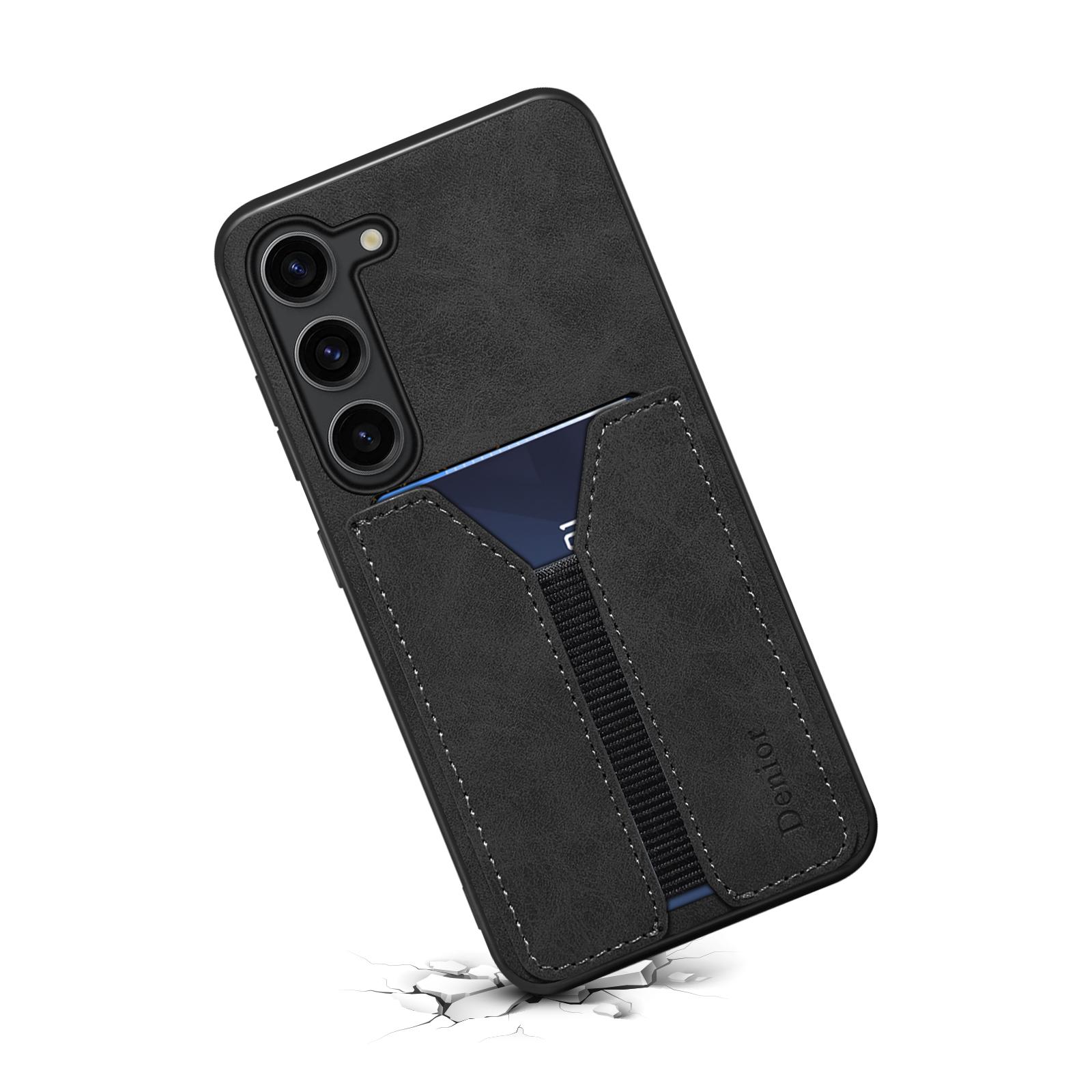 

For Samsung Galaxy S25+ Case Elastic Card Holder PU Leather+TPU+PC Phone Cover Black