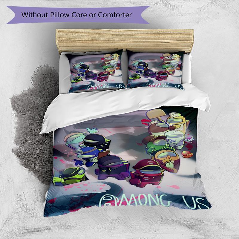 3pcs Duvet Cover Set (1*Duvet Cover + 2*Pillowcase, Without Core), Among Us Print Bedding Set, Bedroom Decor, All‑Season, Birthday Gift
