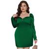 Casual Long Sleeve Tight Dresses for Female Solid Color Dress Women's Square Neck Green Plus Size Dress High Waist Dress Fashion Beach Dress