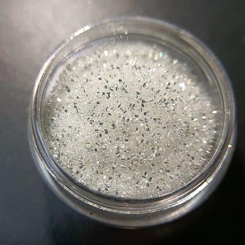 3D High Flash Glass Rhinestone Nail Art Silver White Pearlescent Sugar Glitter