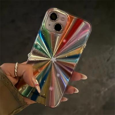 Custodia per telefono di lusso Laser Radiant Firework Rainbow Color per iPhone 16 15 14 13 12 11 Pro Max Glitter Star Lens Protection Soft Cover