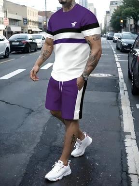 Men's Stylish Matching Color T-Shirt and Shorts Set for Casual Outings - Quick-drying and machine washable