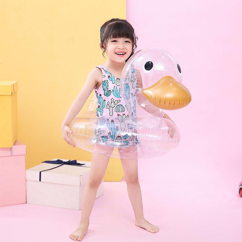 Transparent Big Head Duck Swim Ring For Babies 0-7 Years Old Pvc Thickness 0.25