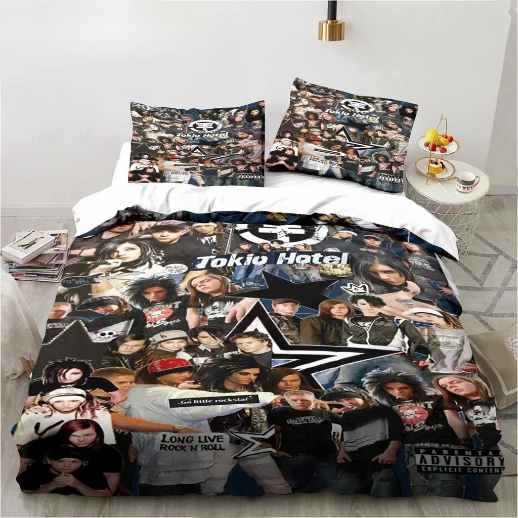 Tokio Hotel Band Bettbezug Kissenbezug Bettwäsche-Set Erwachsener Junge Mädchen Schlafzimmer Dekoration Geschenk Einzel Doppel Große Größe