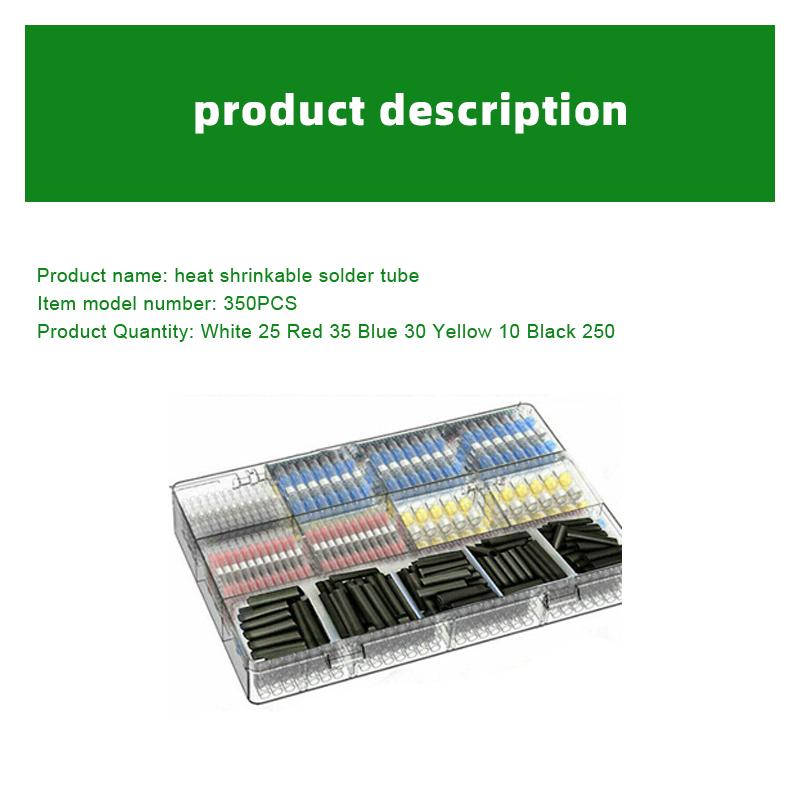 

350/500/800 Pcs Heat Shrinkable Mid-contact Terminal Waterproof Solder Tube Solder Ring Wire Connector Combination Auto Parts