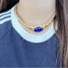 Vintage Blue Glass Tassel Earrings and Necklace Set - Luxurious High-End Jewelry