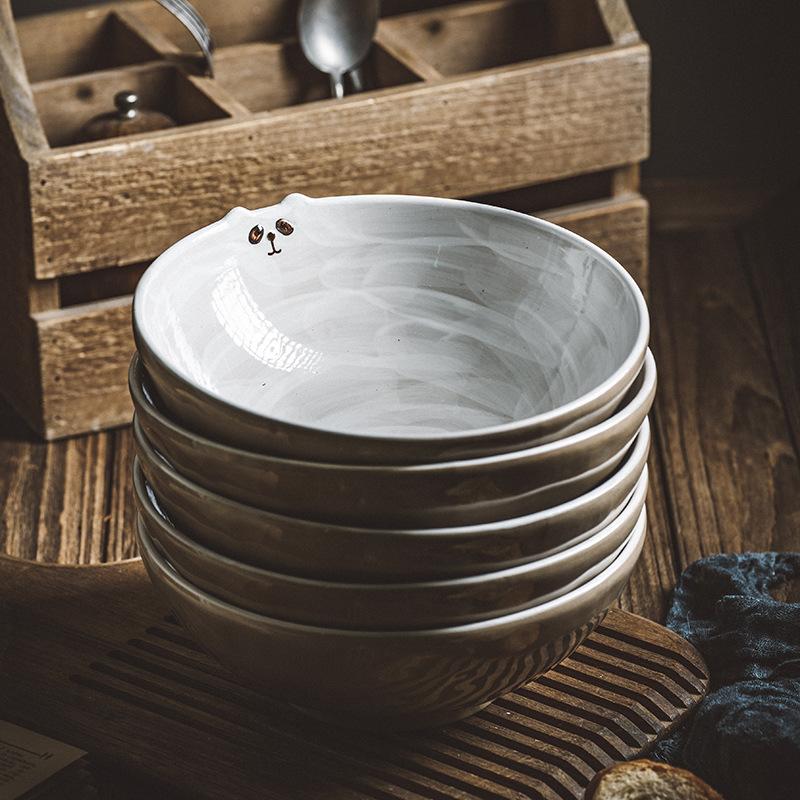 8 Inch Ceramic Ramen Bowl Hand-painted Animal Noodle Soup Bowl Salad Mixing Bowl Microwave Safe Dinnerware 1200ML