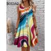 Sundress Sleeveless Beach Dress Fashion Abstract Marble Textured 3D Printed Women Dresses Casual Elegant Loose Summer Clothes