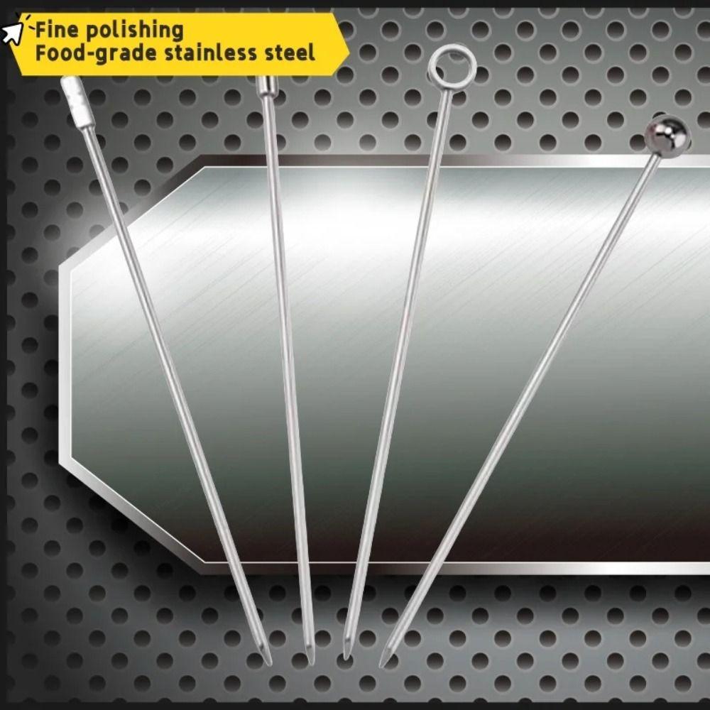 20Pcs Long Handle Cocktail Picks Stainless Steel Drink Stirring Sticks Martini Picks  Buffet