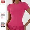 Camiseta Deportiva de Color Block con Sensación Nude Europea y Americana - Chaleco de Yoga y Fitness para Mujer con Hermoso Diseño en la Espalda