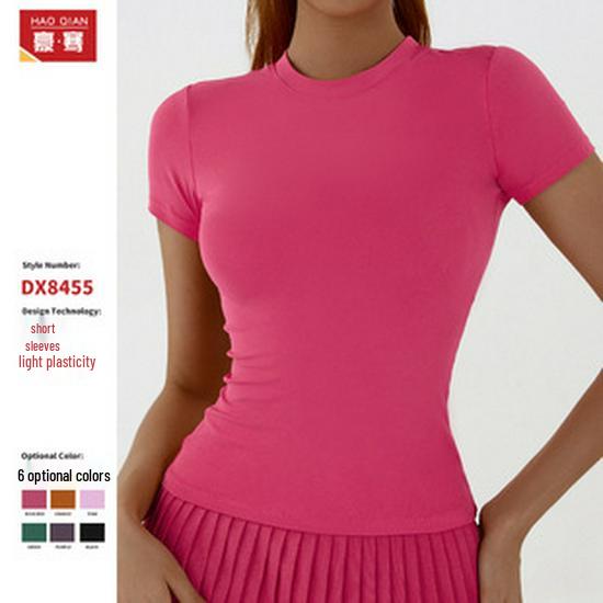 Camiseta Deportiva de Color Block con Sensación Nude Europea y Americana - Chaleco de Yoga y Fitness para Mujer con Hermoso Diseño en la Espalda