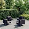 4 Pcs Garden Set with Cushions Dark Wicker