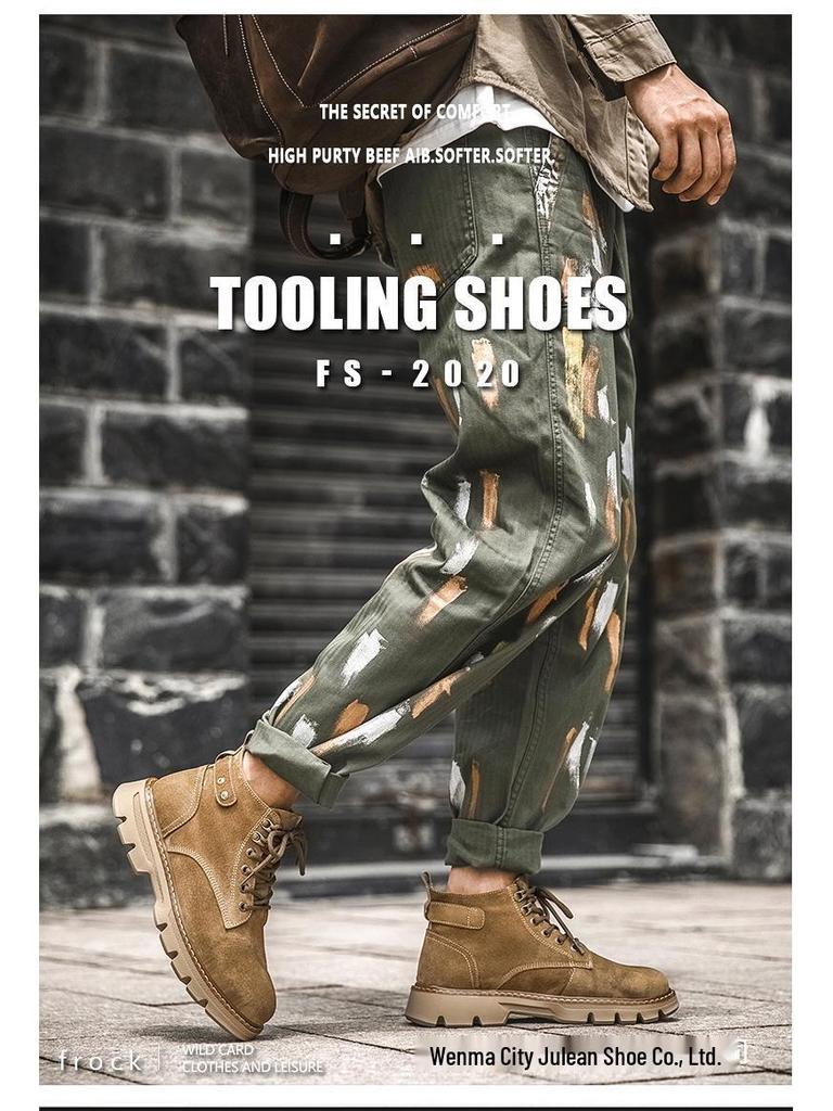 Men's British Style Mid-Top Martin Boots, 2024 Winter Edition: Versatile, Thick-Soled, Plus-Velvet Desert Work Shoes.