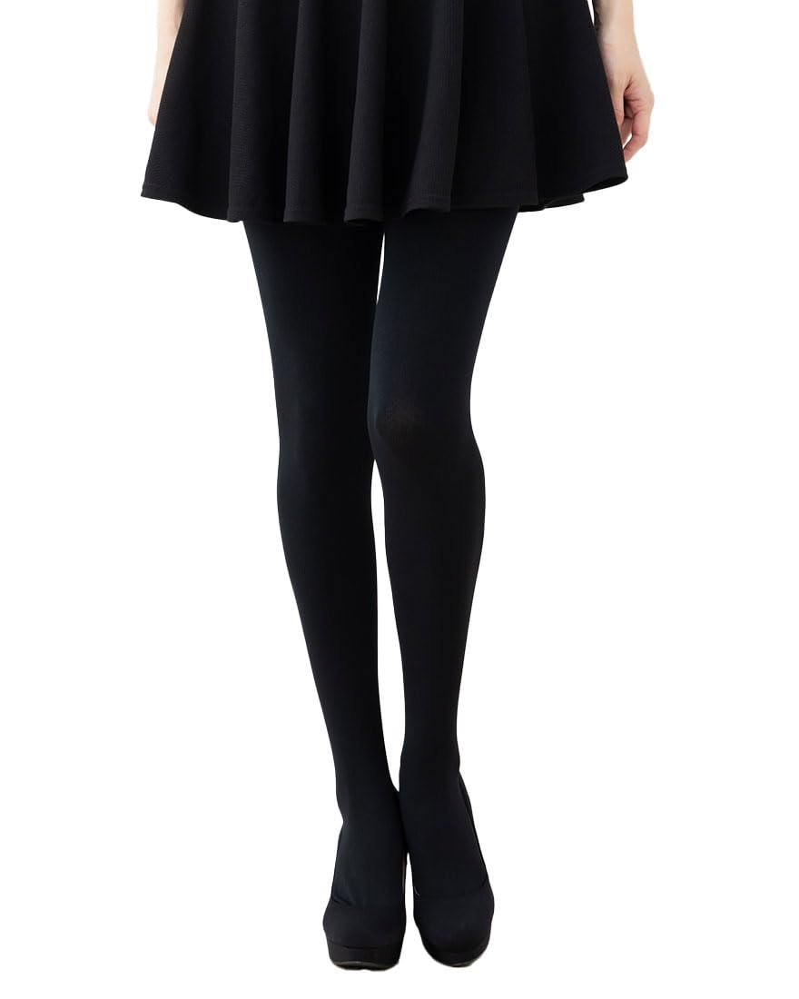 Plain 160 with Back Fleece Fukusuke [Daily Satisfaction] Tights, Denier, Gusset, Lined, чёрный