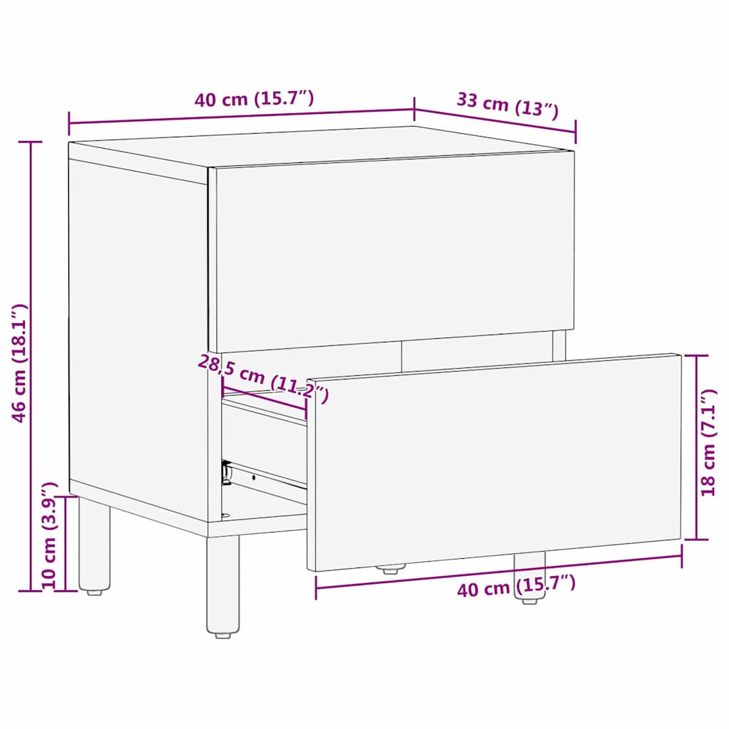 Nightstand Brown 40 x 33 x 46 cm Solid Mango Wood