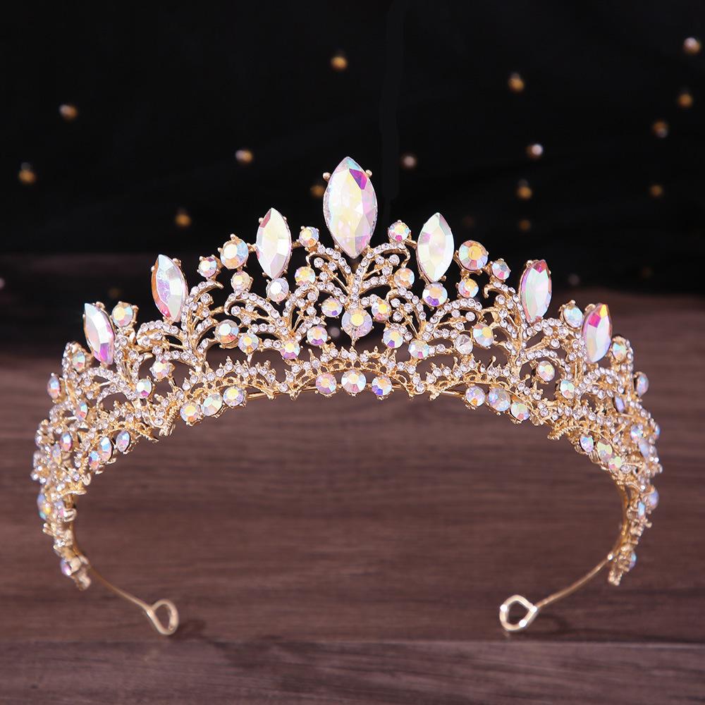 DIEZI Elegant Korean Pink Crystal Crown For Women Girls Wedding Vintage Bride Queen Bridal Tiaras Hair Accessories Headbands