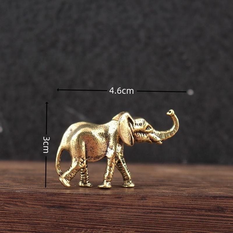 Bronze Minature Elephant Figurines Tea Pet Table Ornament Decorations Copper Animal Crafts Miniatures Home Decor Living Room