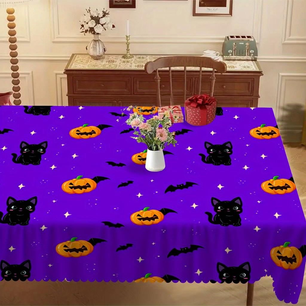 Halloween Themed Rectangle Tablecloth for Tables Decor Kitchen Dining Waterproof Wedding Party Table Cloth Halloween Decorations