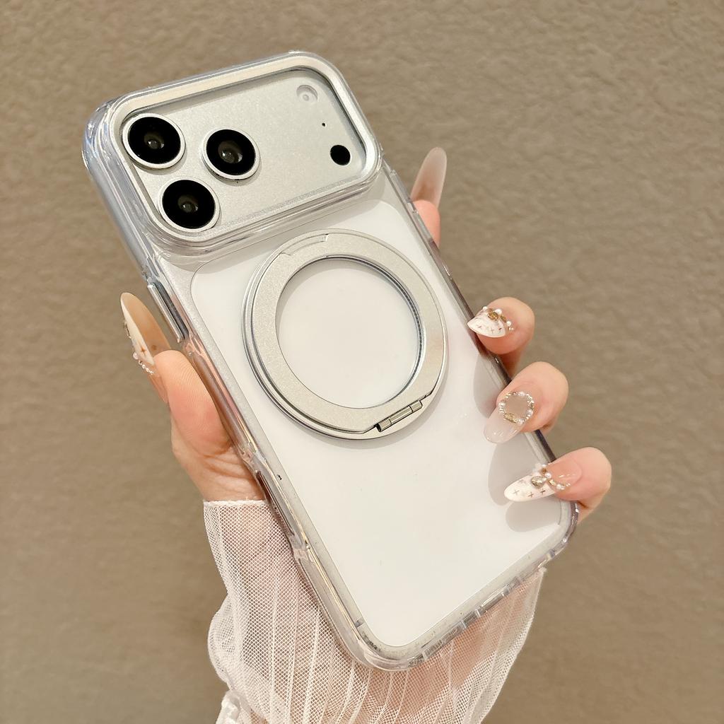 360 Rotating Magnetic Kickstand Skin Feel Case for iPhone 17 Pro Max 16 15 14 13 for Magsafe Shockproof Metal Optical Lens Cover