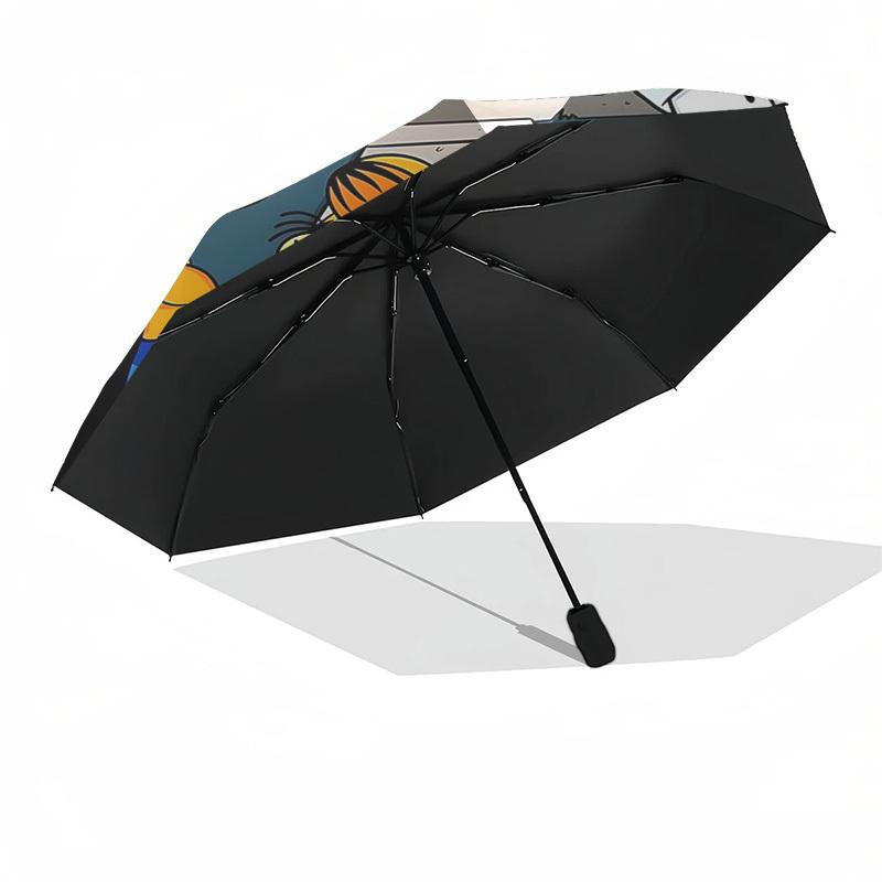1pc Halloween Costume Garfield Pumpkin Bucket with Automatic Opening Umbrella, Portable Tri-Fold Design, 8-Bone Iron Frame Outdoor Umbrella, Perfect G