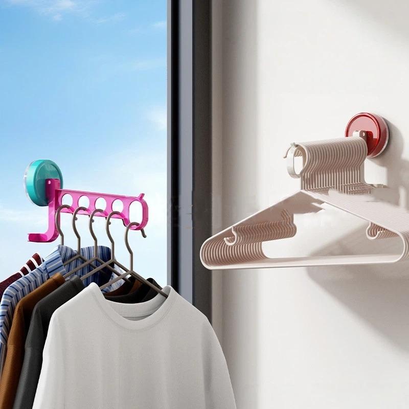 1Pcs Portable 5-Hole Laundry Rack Colorful Suction Cup Hangers For Travel Hotel And Home Drying Accessories