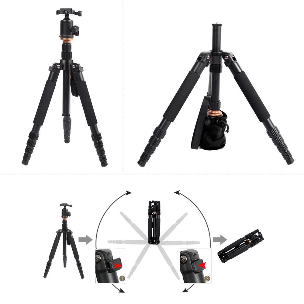 Foldable Portable Extendable Aluminium Alloy Tripod Unipod Monopod with Ball Head for Canon Nikon Sony DSLR Camera