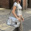 PU Leather Japanese Crossbody Bag Large Capacity Multi-pocket Design Transparent Ita Bag Zipper Storage Simple