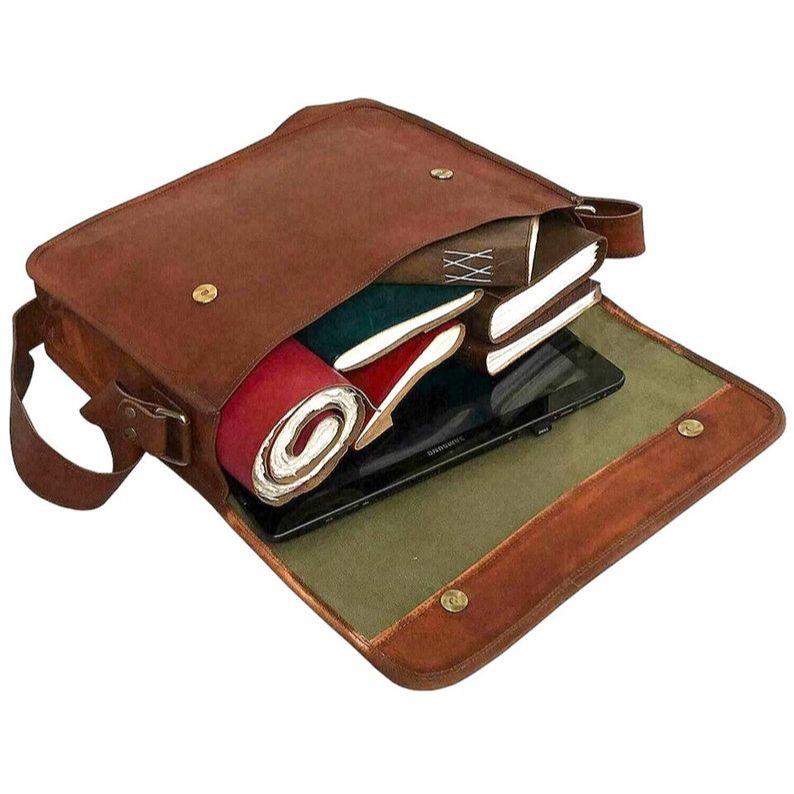 New Bag Leather Vintage Messenger Shoulder Men Satchel S Laptop School Briefcase