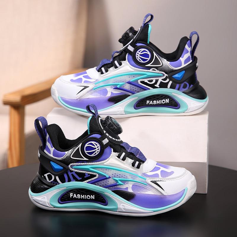 Spring 2025 Waterproof Leather Boys' Basketball Shoes for Kids - Wear-Resistant Trendy Running Shoes