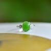 Hotan Jade S925 Silver Inlaid Egg Face Opening Ring for Women