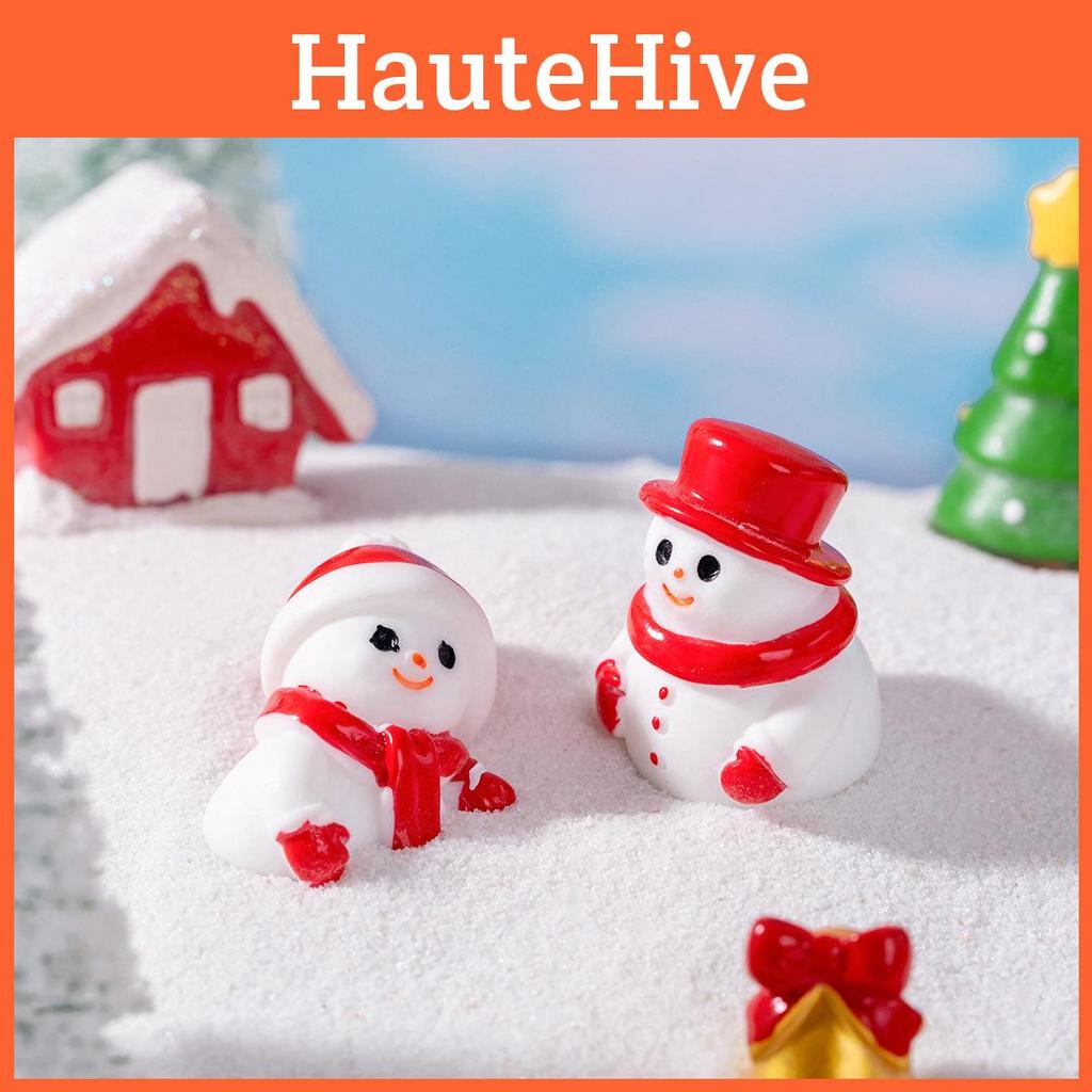Festive Resin Cartoon Christmas Miniatures Snowman Tree Santa House Decorations