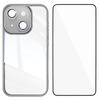 For iPhone 14 Plus TPU Case WANLONFENG Shockproof Clear Phone Cover with Tempered Glass Film