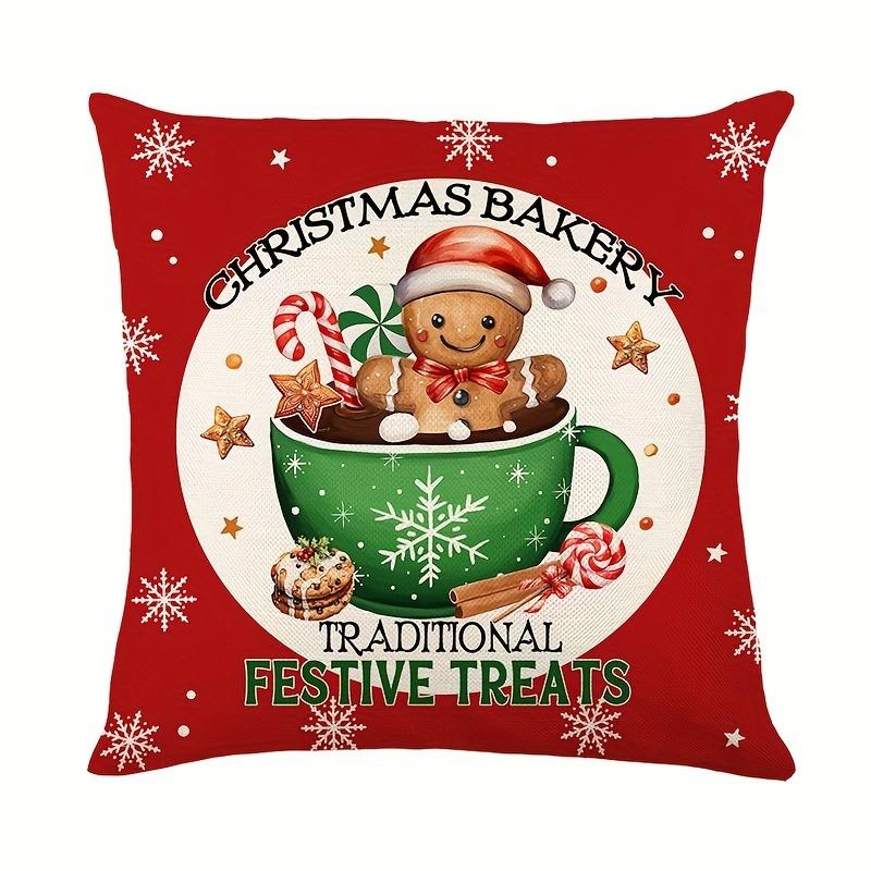 Christmas Decoration Pillowcase Gingerbread Man Candy Christmas Stick Pattern Design Sofa Cushion Suite Home Decoration