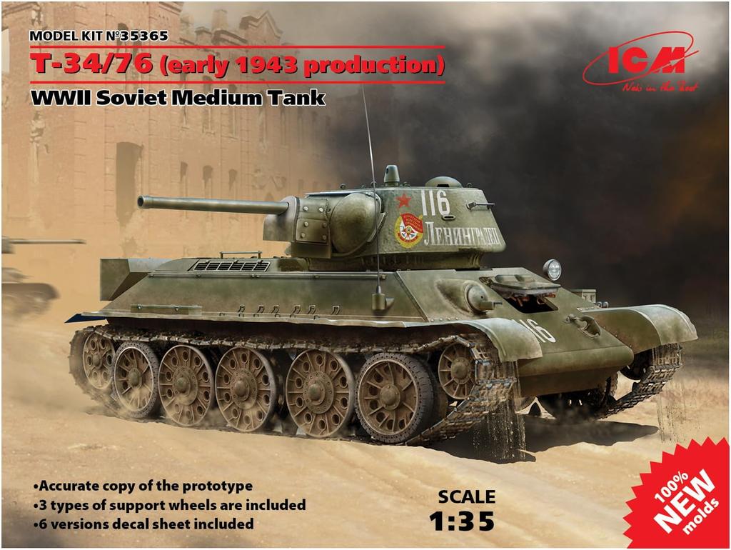 ICM 1/35 scale Soviet T-34/76 1943 Early Model Plastic Model