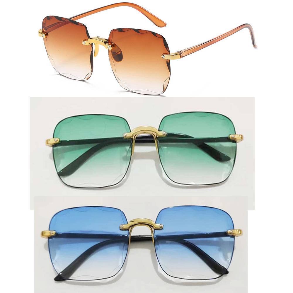 New Rimless Women's Sunglasses Fashion Gradient Lenses Sun Glasses Lady Vintage Alloy Legs Classic Designer Shades UV400