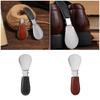 Portable Foldable Stainless Steel Shoehorn Compact Design with Faux Leather Handle For Seniors Travel And Home Use