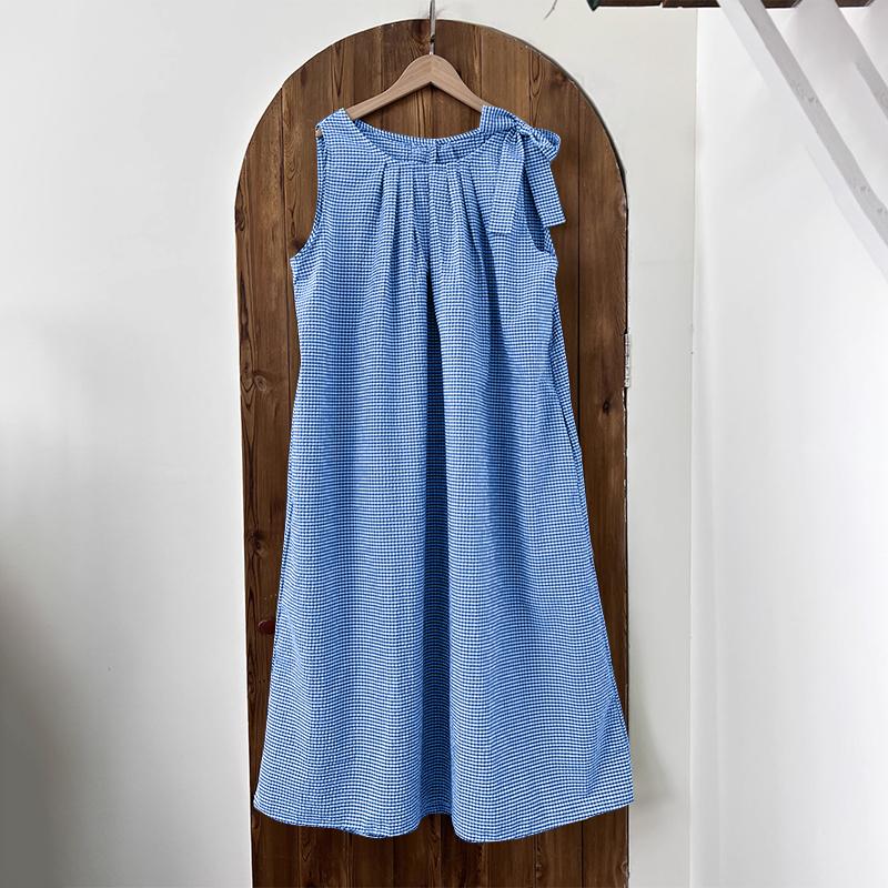 

ZANZEA Женское повседневное летнее клетчатое платье без рукавов с круглым вырезом 4XL