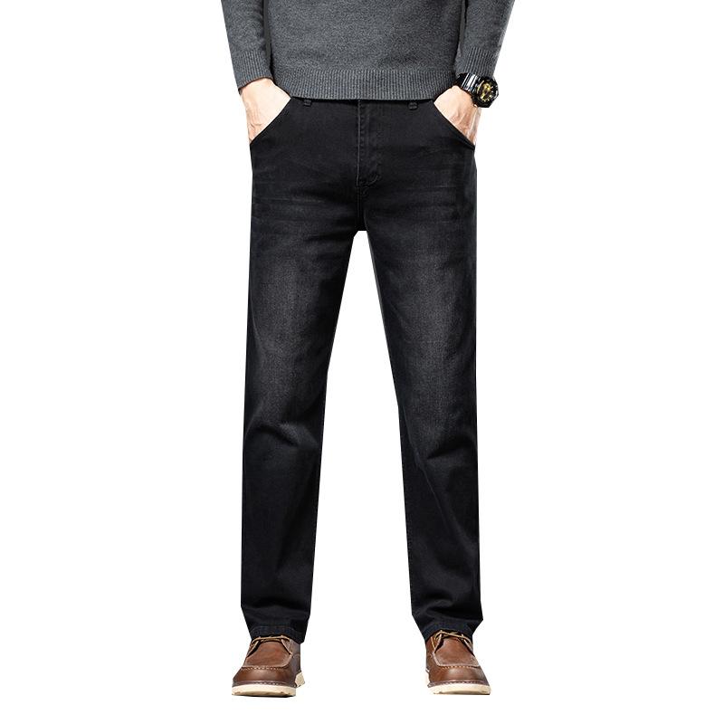Straight-leg Jeans For Men, Autumn And Winter Elastic Casual Trendy High-end Versatile Stretch Straight-leg Loose Denim Trousers