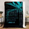 Turquoise ribbon with handwriting design on a textured, dark background. for all seasons blanket lunch break throw gift