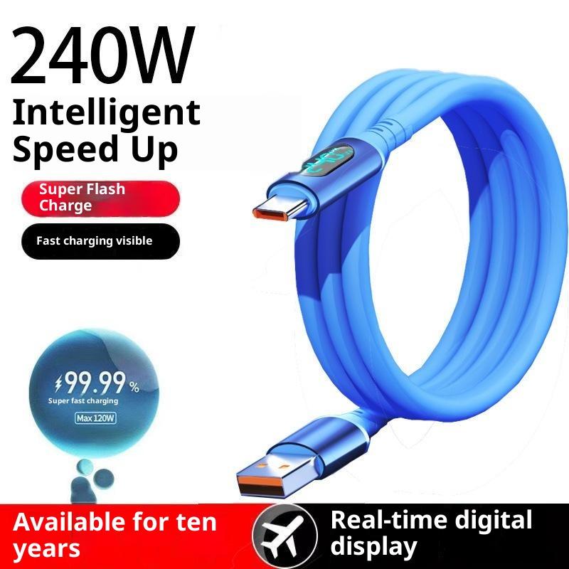 1 Stück 240W USB Typ C LED Digitalanzeige Kabel 6A USB-C zu USB-C Schnelllade-Ladekabel Zubehör für Huawei