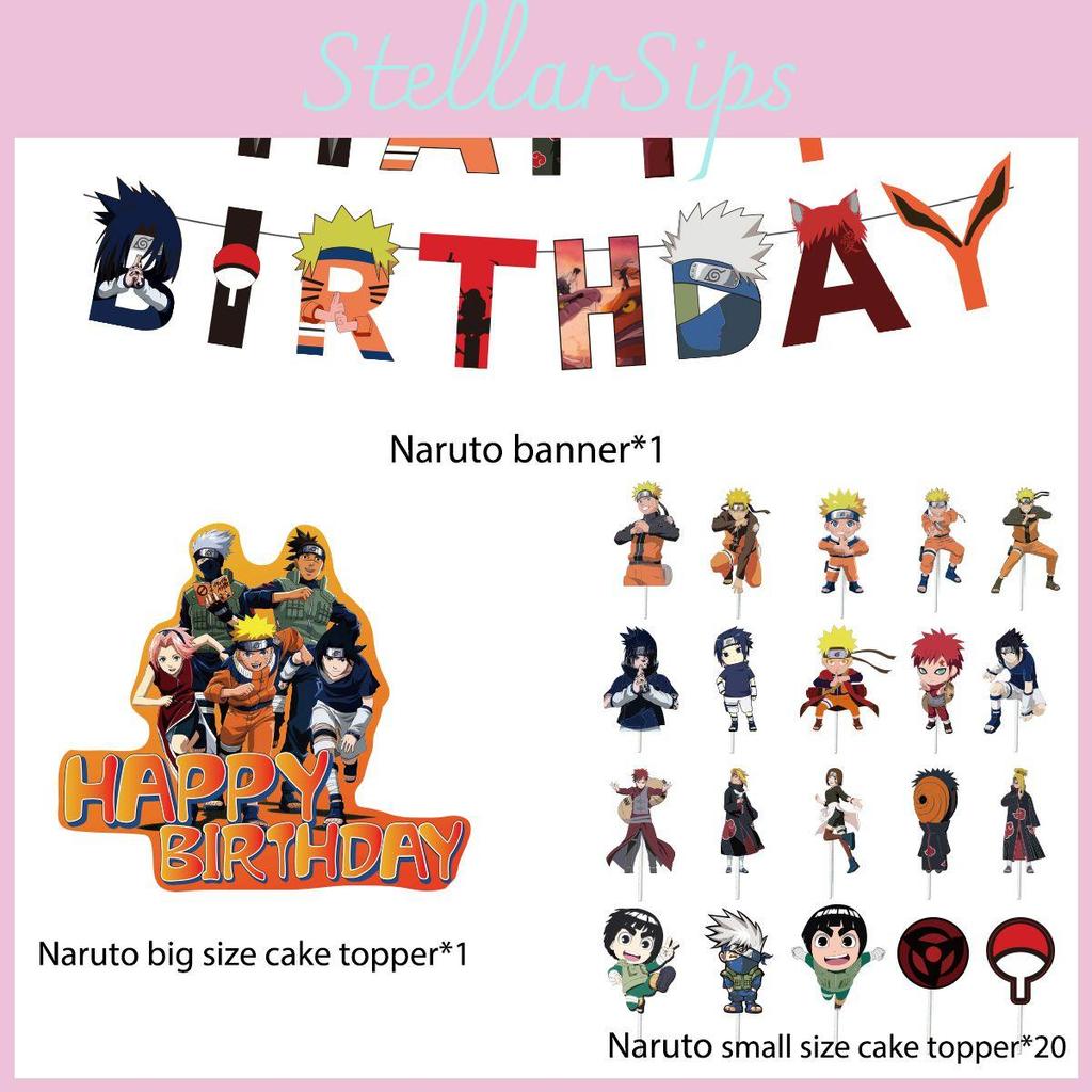 Themed Anime Naruto Birthday Party Ballon Banner Cake Topper Party Decoration
