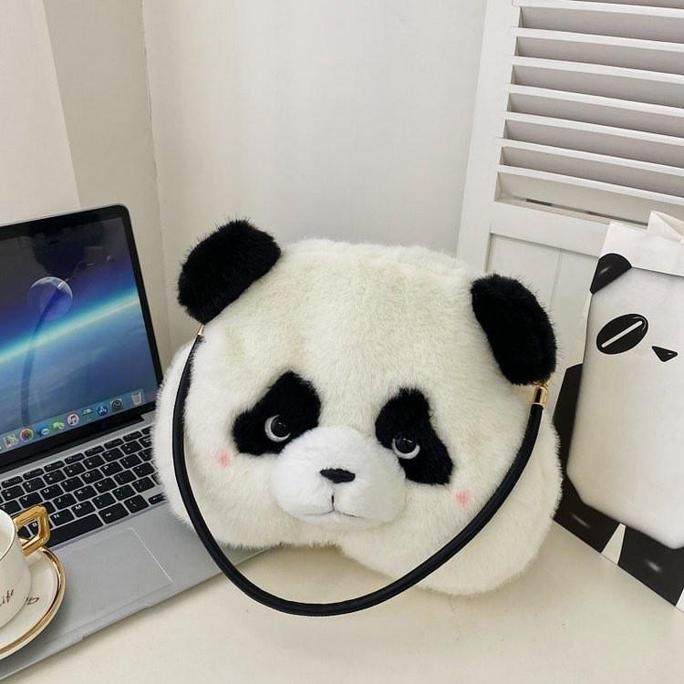 Panda Bag Plush With Zipper Closure For Daily Use And Cute Cartoon Style