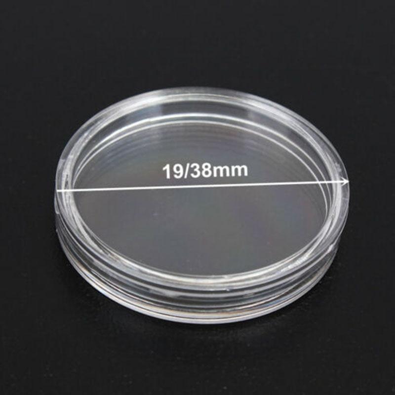 Round Coin Capsules Plastic Holder Container Case Transparent Protection