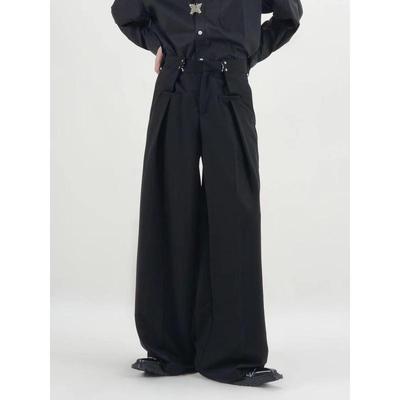Herren Design Persönlichkeit Gerade Anzughose Koreanischen Stil Weites Bein Casual Hose