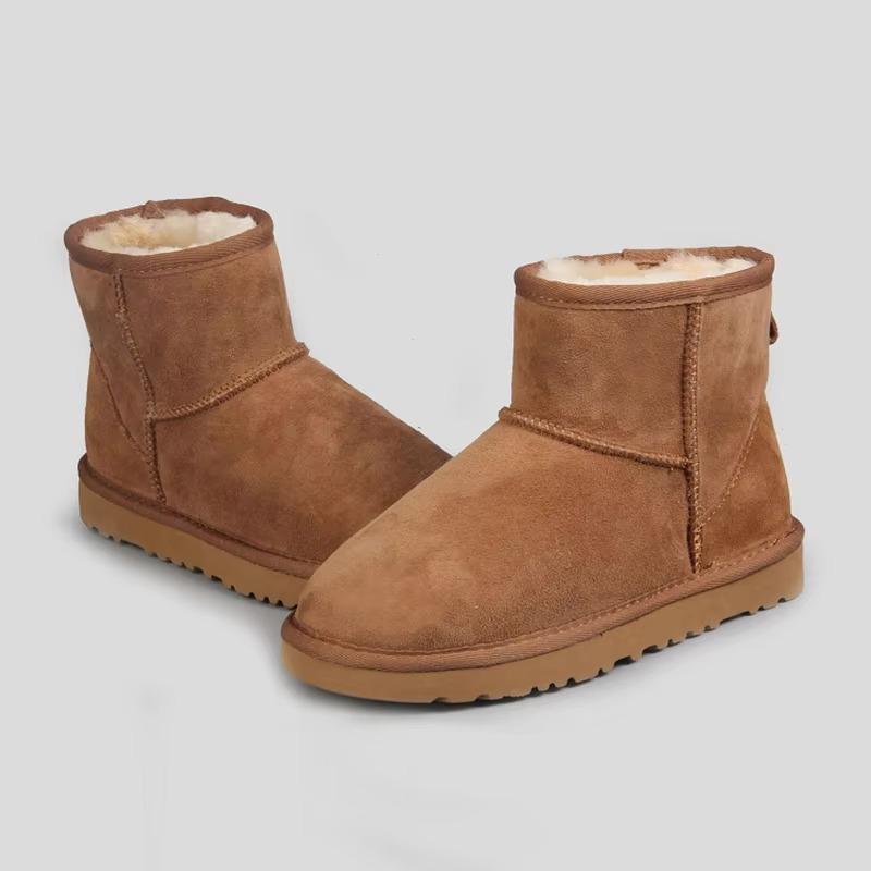 Women's Snow Boots 100% Genuine Sheepskin Leather Ankle Warm Winter Shoes Large Size 35-44 for Wholesale/Retail